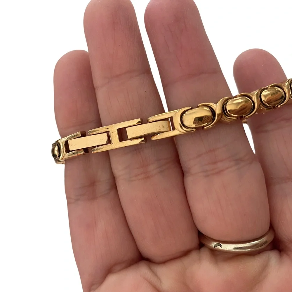Rose Gold Tone XO link bracelet CZ accents